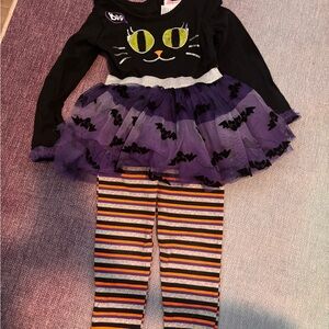 Little Lass Black and Purple Halloween outfit toddler girls size 3T